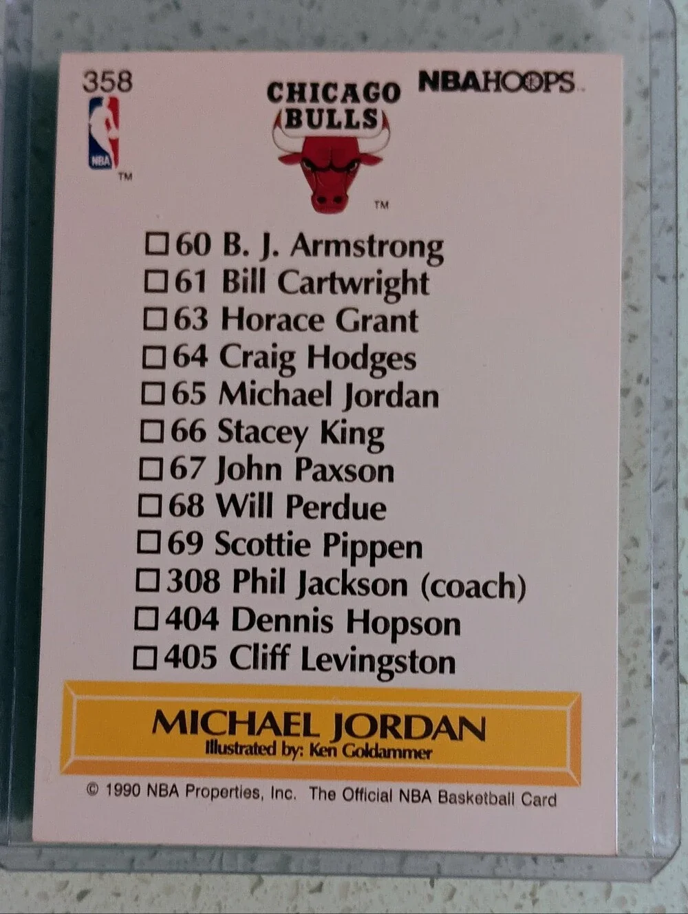 1990-91 NBA Hoops Michael Jordan Art Team Card Checklist #358 Bulls